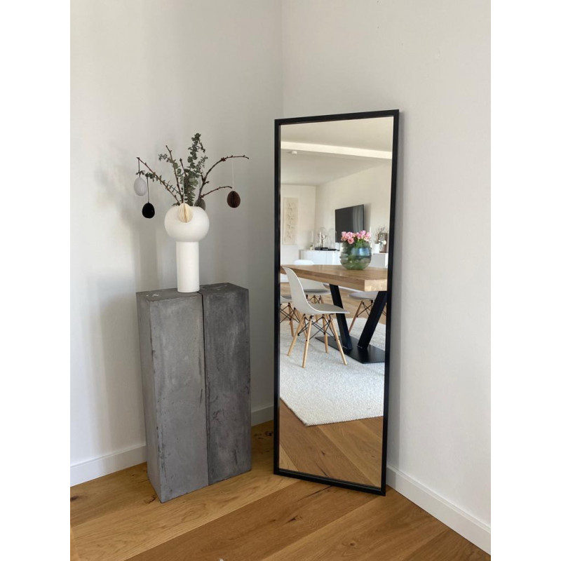 Homestyle Wandspiegel 50 x 150 cm Eiche schwarz foliert Holzrahmen rechteckig Rahmenspiegel Ganzkörperspiegel
