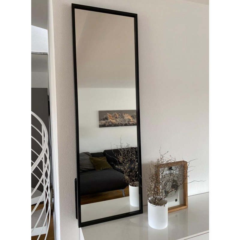 Homestyle Wandspiegel 50 x 150 cm Eiche schwarz foliert Holzrahmen rechteckig Rahmenspiegel Ganzkörperspiegel