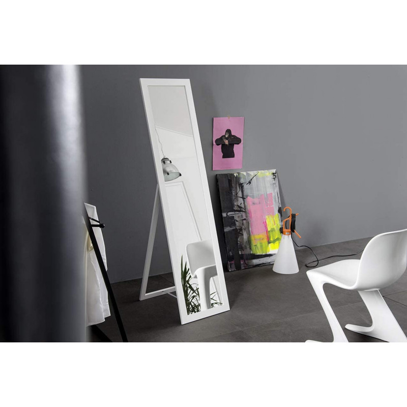Standspiegel Emelia 40 x 160 cm Holzrahmen Garderobenspiegel Moderner Standspiegel Mirror (weiß)